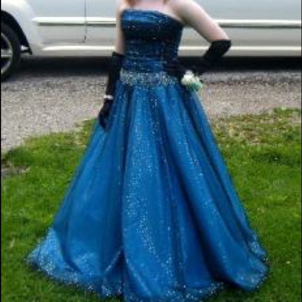Turquoise & Black Ballgown Style Prom Dress